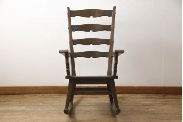 和製ビンテージ　神戸洋家具　永田良介商店　くつろぎの時間にオススメのロッキングチェア(アームチェア、揺り椅子、イス、板座チェア、ヴィンテージ)(R-058884)