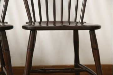 中古　松本民芸家具　フープバックの背もたれがおしゃれな#72型・リーチチェア2脚セット(ダイニングチェア、ウィンザーチェア、ウインザーチェア)(R-058886)