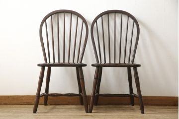 中古　松本民芸家具　フープバックの背もたれがおしゃれな#72型・リーチチェア2脚セット(ダイニングチェア、ウィンザーチェア、ウインザーチェア)(R-058887)
