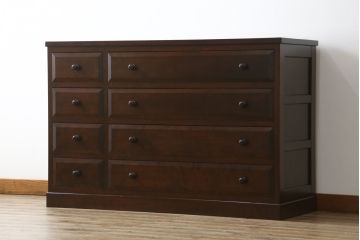 中古　美品　松本民芸家具　特注サイズ　大小の引き出しが8杯も付いて収納力抜群のサイドチェスト(サイドボード、衣装箪笥、整理タンス)(R-058897)