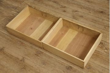 和製アンティーク　杉材　結霜ガラスがレトロな雰囲気を醸し出す本箱(ブックケース、本棚、戸棚、収納棚)(R-058898)