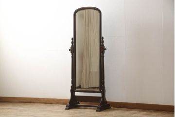 中古　美品　松本民芸家具　丸みのある優しいデザインの姿見(ミラー、鏡)(R-058904)