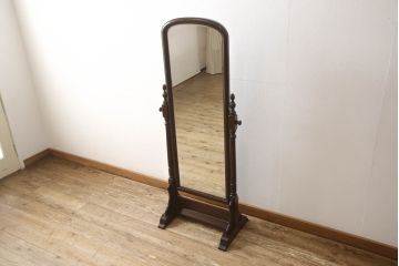 中古　美品　松本民芸家具　丸みのある優しいデザインの姿見(ミラー、鏡)(R-058904)