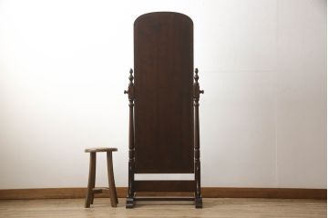 中古　美品　松本民芸家具　丸みのある優しいデザインの姿見(ミラー、鏡)(R-058904)