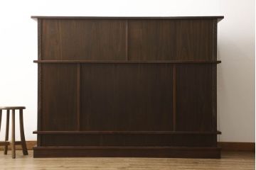 中古　美品　最高級指物家具　金蒔絵入り　神代杉・桑材・桐材使用　竹と梅の間に顔を出すつくしがかわいらしい大型茶棚(定価推定200万円)(茶箪笥、飾り棚、戸棚、収納棚)(R-058912)