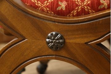 中古　美品　DREXEL HERITAGE(ドレクセルヘリテイジ)　ESPERANTO(エスペラント)　美しい曲線を描く木製フレームが目を惹くキャスター付きチェア2脚セット(2脚定価 約40万円)(サイドチェア、ダイニングチェア、ワークチェア、椅子、イス)(R-058919)