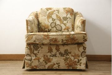 中古　美品　アメリカ輸入モデル　DREXEL HERITAGE(ドレクセルヘリテイジ)　花と鳥の絵柄が落ち着いた雰囲気を醸し出す1人掛けソファ(一人掛け、アームチェア)(R-058920)