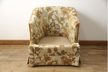 中古　美品　アメリカ輸入モデル　DREXEL HERITAGE(ドレクセルヘリテイジ)　花と鳥の絵柄が落ち着いた雰囲気を醸し出す1人掛けソファ(一人掛け、アームチェア)(R-058920)
