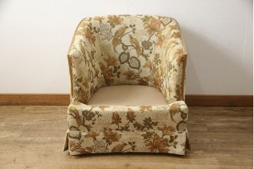 中古　美品　アメリカ輸入モデル　DREXEL HERITAGE(ドレクセルヘリテイジ)　花と鳥の絵柄が落ち着いた雰囲気を醸し出す1人掛けソファ(一人掛け、アームチェア)(R-058921)