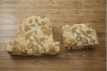 中古　美品　アメリカ輸入モデル　DREXEL HERITAGE(ドレクセルヘリテイジ)　花と鳥の絵柄が落ち着いた雰囲気を醸し出す1人掛けソファ(一人掛け、アームチェア)(R-058921)