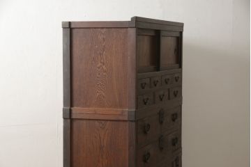 和製アンティーク　上手物!　上質な造りの三つ重ね時代箪笥(和箪笥、衣装箪笥、収納タンス、引き出し、チェスト)(R-058923)