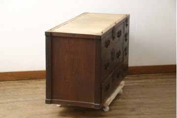 和製アンティーク　上手物!　上質な造りの重ね箪笥ローチェスト(ローボード、時代箪笥、和箪笥、衣装タンス、引き出し)(R-058926)