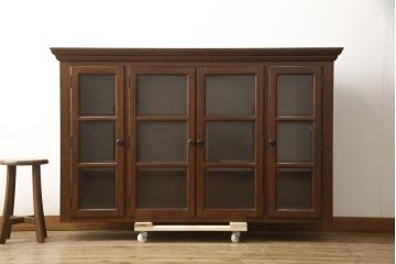 中古　美品　松本民芸家具　脚(台輪)付きリメイク　和モダンな空間づくりにおすすめのサイドボード(収納棚、食器棚、キャビネット)(R-058930)