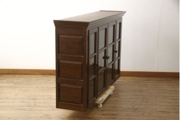 中古　美品　松本民芸家具　脚(台輪)付きリメイク　和モダンな空間づくりにおすすめのサイドボード(収納棚、食器棚、キャビネット)(R-058930)