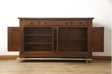中古　美品　松本民芸家具　和・洋どちらの空間にも合わせやすいシックなサイドボード(収納棚、カウンターテーブル、キャビネット)(R-058931)