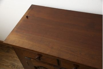 中古　美品　松本民芸家具　和・洋どちらの空間にも合わせやすいシックなサイドボード(収納棚、カウンターテーブル、キャビネット)(R-058931)