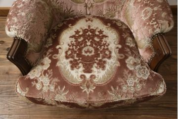 中古　美品　カリモク家具(karimoku)　domani(ドマーニ)　Louis(ルイ)XVシリーズ　優雅な佇まいの1人掛けソファ(一人掛け、アームチェア)(R-058936)