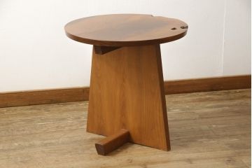 希少!　ヴィンテージ　美品　オリジナル　ジョージナカシマ　MINGUREN(ミングレン)　ラウンドテーブル(ジョージ・ナカシマ、カフェテーブル、ビンテージ)(R-058951)