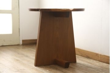 希少!　ヴィンテージ　美品　オリジナル　ジョージナカシマ　MINGUREN(ミングレン)　ラウンドテーブル(ジョージ・ナカシマ、カフェテーブル、ビンテージ)(R-058951)