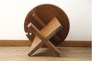 希少!　ヴィンテージ　美品　オリジナル　ジョージナカシマ　MINGUREN(ミングレン)　ラウンドテーブル(ジョージ・ナカシマ、カフェテーブル、ビンテージ)(R-058951)