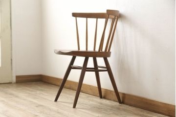 希少!　ヴィンテージ　美品　オリジナル　ジョージナカシマ　STRAIGHT BACKED CHAIR(ストレートバックチェア)　CN121　シンプルで洗練された佇まいが美しいチェア(ジョージ・ナカシマ、ダイニングチェア、板座チェア、イス、椅子、ビンテージ)(R-058952)