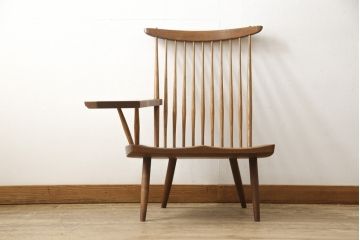 ヴィンテージ　ジョージナカシマ　LOUNGE ARM(ラウンジアーム)　One Arm(ワンアーム、片肘)　CN103　モダンに洗練された右アーム付きラウンジチェア(ジョージ・ナカシマ、イス、椅子、ビンテージ)(R-058954)