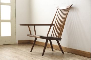 ヴィンテージ　ジョージナカシマ　LOUNGE ARM(ラウンジアーム)　One Arm(ワンアーム、片肘)　CN103　モダンに洗練された右アーム付きラウンジチェア(ジョージ・ナカシマ、イス、椅子、ビンテージ)(R-058954)