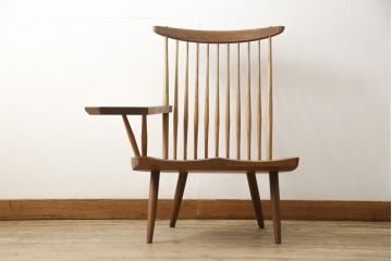 ヴィンテージ　ジョージナカシマ　LOUNGE ARM(ラウンジアーム)　One Arm(ワンアーム、片肘)　CN103　モダンに洗練された右アーム付きラウンジチェア(ジョージ・ナカシマ、イス、椅子、ビンテージ)(R-058955)