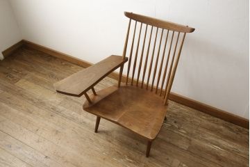 ヴィンテージ　ジョージナカシマ　LOUNGE ARM(ラウンジアーム)　One Arm(ワンアーム、片肘)　CN103　モダンに洗練された右アーム付きラウンジチェア(ジョージ・ナカシマ、イス、椅子、ビンテージ)(R-058955)