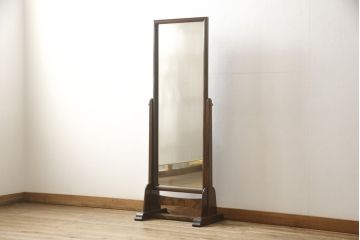 中古　松本民芸家具　シンプルなデザインが魅力的なD型姿見(定価約12万円)(ミラー、鏡)(R-058957)
