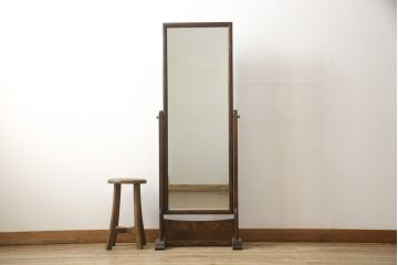 中古　松本民芸家具　シンプルなデザインが魅力的なD型姿見(定価約12万円)(ミラー、鏡)(R-058957)