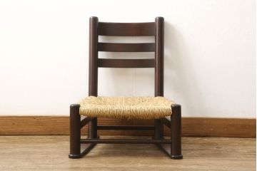 中古　美品　松本民芸家具　白壁荘型　アジアンテイストなお部屋づくりにもオススメの座椅子(定価約10万円)(座いす、座イス、ラッシチェア)(R-058959)