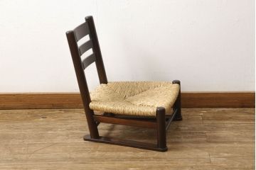 中古　美品　松本民芸家具　白壁荘型　アジアンテイストなお部屋づくりにもオススメの座椅子(定価約10万円)(座いす、座イス、ラッシチェア)(R-058959)