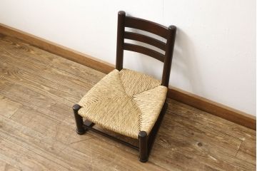 中古　美品　松本民芸家具　白壁荘型　アジアンテイストなお部屋づくりにもオススメの座椅子(定価約10万円)(座いす、座イス、ラッシチェア)(R-058959)
