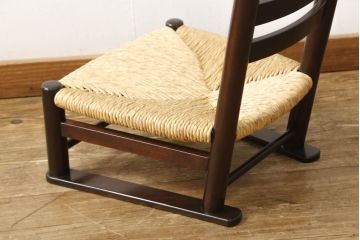 中古　美品　松本民芸家具　白壁荘型　アジアンテイストなお部屋づくりにもオススメの座椅子(定価約10万円)(座いす、座イス、ラッシチェア)(R-058959)