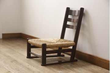 中古　美品　松本民芸家具　白壁荘型　アジアンテイストなお部屋づくりにもオススメの座椅子(座いす、座イス、ラッシチェア)(定価約11万円)(R-058960)