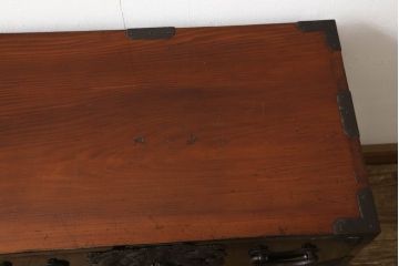 和製アンティーク　美品　中桐　立体的で細やかな金具が目を引く庄内小箪笥(時代箪笥、和タンス、整理箪笥、引き出し)(R-058964)