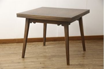 中古　美品　神戸洋家具　個性的なつくりが目を引くエクステンションテーブル(ダイニングテーブル、食卓、2人掛け)(R-058969)