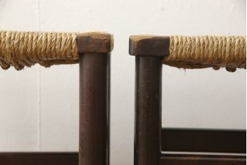 ヴィンテージ家具　松本民芸家具　初期モデル　ラッシ座面がおしゃれなスツール2脚セット(チェア、椅子、ビンテージ)(R-058972)
