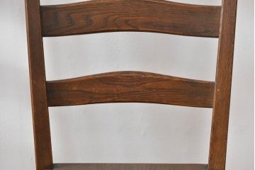 中古 永田良介商店 神戸洋家具 落ち着きのあるシックな佇まいが魅力のラダー型食堂椅子2脚セット(ダイニングチェア、ラダーバックチェア、ワークチェア、椅子、板座チェア)(R-058975)