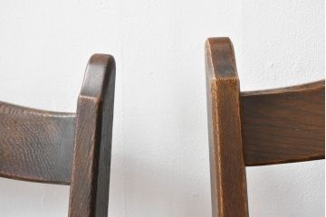 中古 永田良介商店 神戸洋家具 落ち着きのあるシックな佇まいが魅力のラダー型食堂椅子2脚セット(ダイニングチェア、ラダーバックチェア、ワークチェア、椅子、板座チェア)(R-058975)