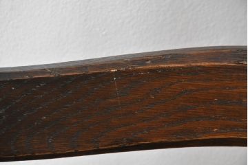 中古 永田良介商店 神戸洋家具 落ち着きのあるシックな佇まいが魅力のラダー型食堂椅子2脚セット(ダイニングチェア、ラダーバックチェア、ワークチェア、椅子、板座チェア)(R-058975)