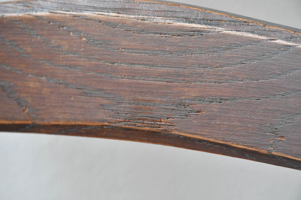 中古 永田良介商店 神戸洋家具 落ち着きのあるシックな佇まいが魅力のラダー型食堂椅子2脚セット(ダイニングチェア、ラダーバックチェア、ワークチェア、椅子、板座チェア)(R-058975)