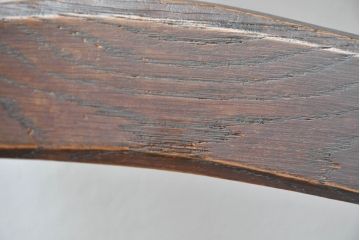 中古 永田良介商店 神戸洋家具 落ち着きのあるシックな佇まいが魅力のラダー型食堂椅子2脚セット(ダイニングチェア、ラダーバックチェア、ワークチェア、椅子、板座チェア)(R-058975)