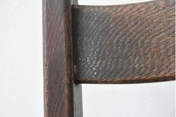 中古 永田良介商店 神戸洋家具 落ち着きのあるシックな佇まいが魅力のラダー型食堂椅子2脚セット(ダイニングチェア、ラダーバックチェア、ワークチェア、椅子、板座チェア)(R-058975)