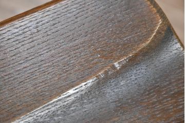 中古　永田良介商店　神戸洋家具　落ち着きのあるシックな佇まいが魅力のラダー型食堂椅子2脚セット(ダイニングチェア、ラダーバックチェア、ワークチェア、椅子、板座チェア)(R-058975)