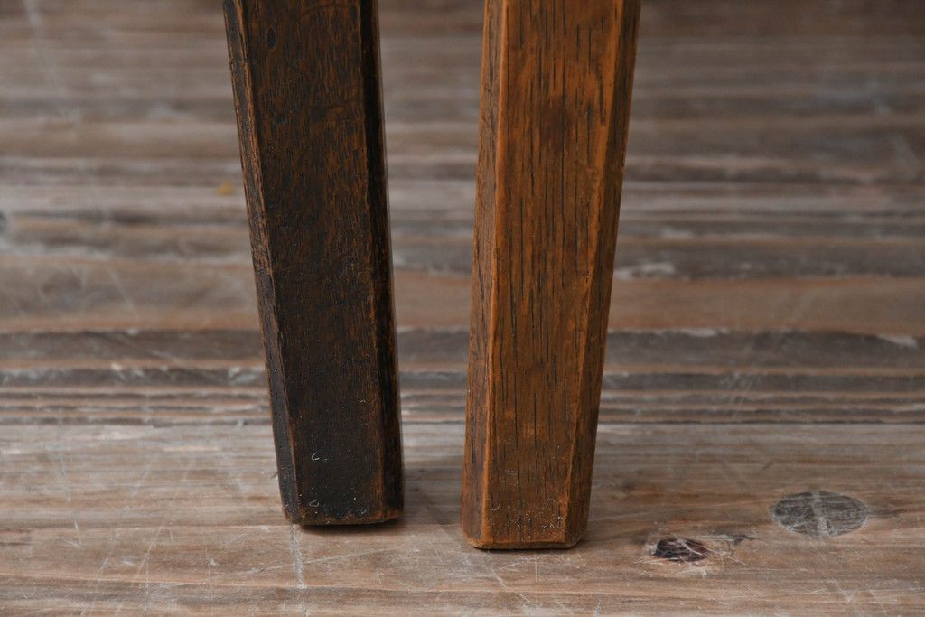 中古 永田良介商店 神戸洋家具 落ち着きのあるシックな佇まいが魅力のラダー型食堂椅子2脚セット(ダイニングチェア、ラダーバックチェア、ワークチェア、椅子、板座チェア)(R-058975)