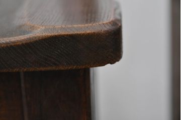 中古 永田良介商店 神戸洋家具 落ち着きのあるシックな佇まいが魅力のラダー型食堂椅子2脚セット(ダイニングチェア、ラダーバックチェア、ワークチェア、椅子、板座チェア)(R-058975)