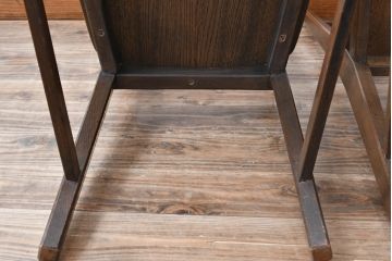 中古 永田良介商店 神戸洋家具 落ち着きのあるシックな佇まいが魅力のラダー型食堂椅子2脚セット(ダイニングチェア、ラダーバックチェア、ワークチェア、椅子、板座チェア)(R-058975)