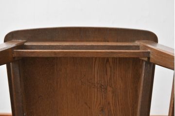 中古 永田良介商店 神戸洋家具 落ち着きのあるシックな佇まいが魅力のラダー型食堂椅子2脚セット(ダイニングチェア、ラダーバックチェア、ワークチェア、椅子、板座チェア)(R-058975)